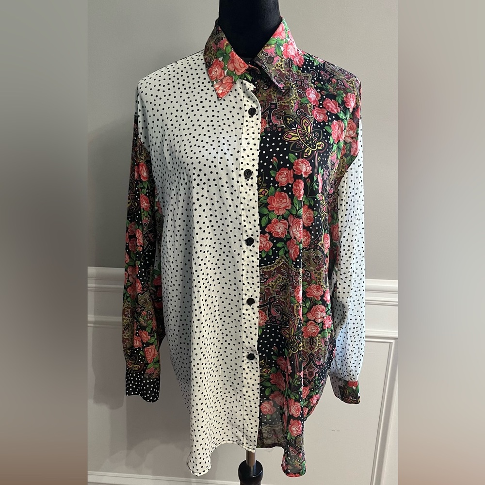 Vintage Marlis Mixed Print Top-size 14